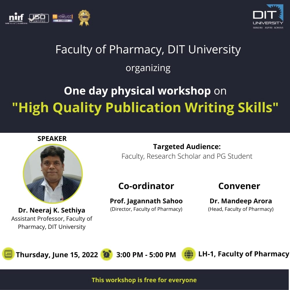 One Day Physical Workshop on High Quality Publication Writing Skills